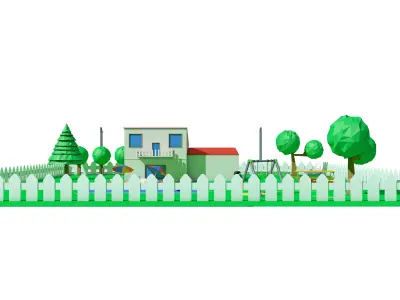 Cartoon House Low-poly 3D model