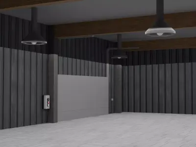 Industrial Warehouse Animated Sectional Doors and Control Panel Free 3D model