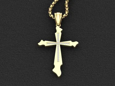 High Cross Pendant Light Gold 18K 3CP046 3D model