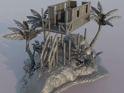 Small Island Hut Tabletop Terrain 28 mm 3D print model