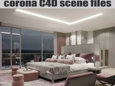 Corona - C4D Scene Files - Master Bedroom Interior 3D model