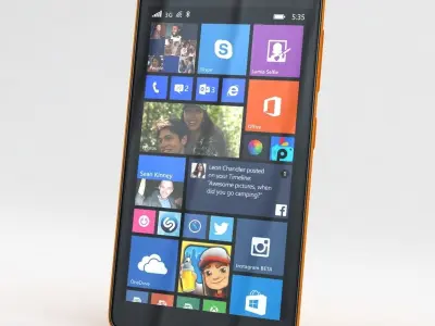 Microsoft Lumia 535 and Dual SIM Orange Low-poly 3D model
