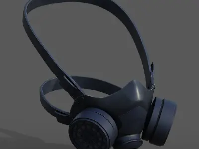 Gas mask helmet 3d model military combat low poly  Low-poly 3D model