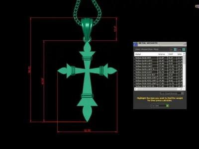 Light Gold 18K Cross Pendant 2CP064 3D print model