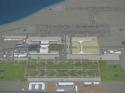 Shanghai Pudong Airport Low-poly 3D model