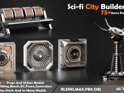 Sci-fi City Builder Low-poly 3D model