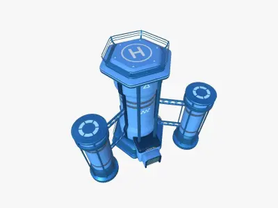 SciFi Facility A03 Blue - Sci Fi Exterior Design Low-poly 3D model