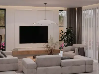 Modern Living Room Scene 3D model