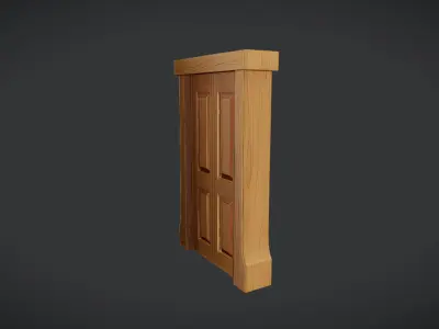 wooden door illustration 3D model