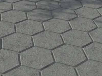Low-poly Floor Tiles Barcelona Style - Pack 7  3D model