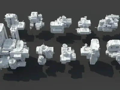 Futuristic Sci-fi Building Pack Vol 05 3D model