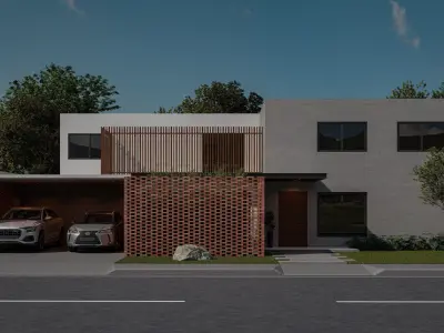 Modern house  Low-poly 3D model 4