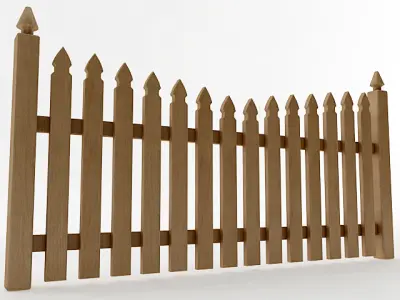 Gothic Spaced Picket Fence 3D model