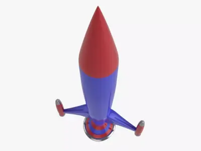 Cartoon Rocket Low-poly 3D model