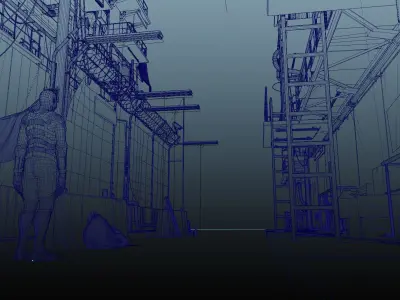 Cyberpunk Slums Low-poly 3D model