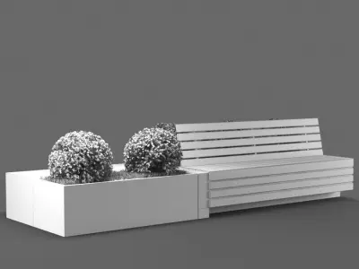 bench939 wooden bench with plants in it 3D model