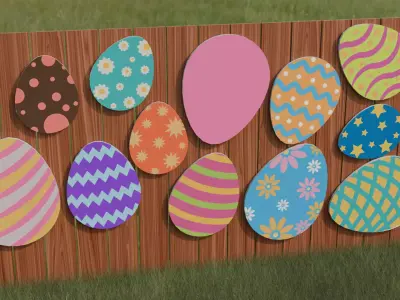 Hanging Easter Egg Fence Art Low-poly 3D model