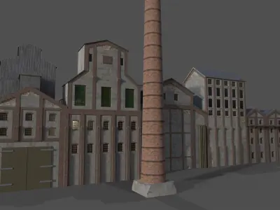 Old Sugar Mill Factory low poly Low-poly 3D model
