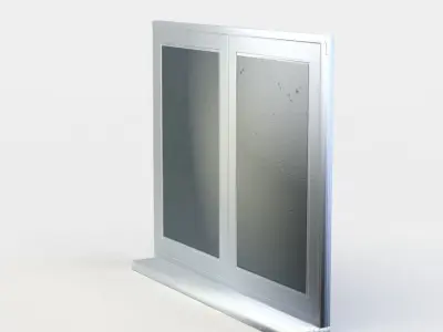 Door with glass Low-poly 3D model