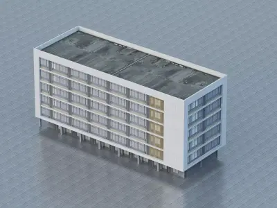 Modern multi-story office building Low-poly 3D model
