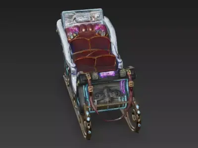 Cyberpunk Neon Sleigh 3D Model Low-poly 3D model