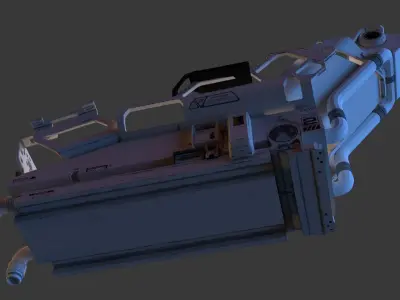 Hospital Ventilator SciFi Medical Bed Set Low-poly 3D model