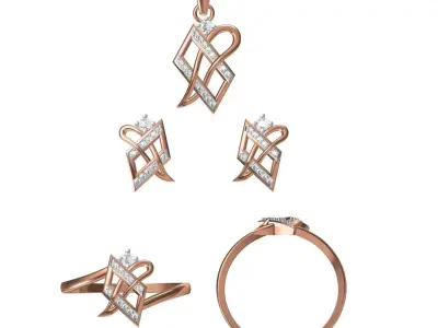 Light wt Ring Earrings Pendant set 3dm stl 1-render details 3D print model 38