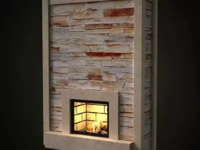 Slim Brick Fireplace 3D model