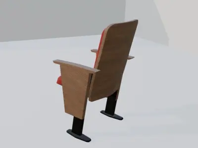 Auditorium Seat 3D Model Red Theater Chair Game Ready 3D model