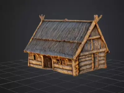 Rustic Wooden Cabin 3D model
