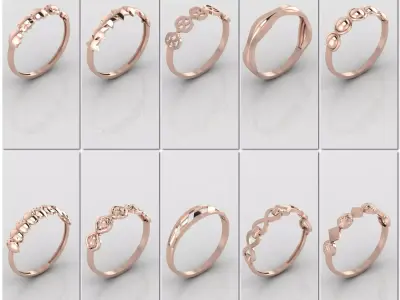 200 Model Files Womens Rings Lightweight STL 3DM Printable 3D Model Pack