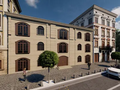 Classic stone facade-Building Classic Facade Element 3D model get