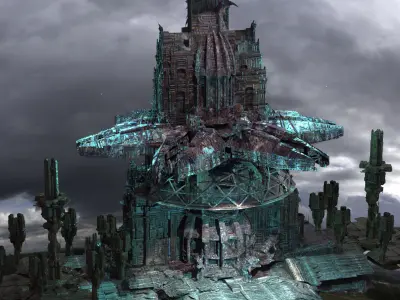 Dark Steampunk Realms tower 3D model