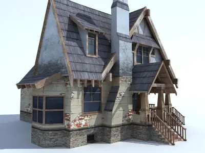 Country Low Poly House 2 Low-poly 3D model