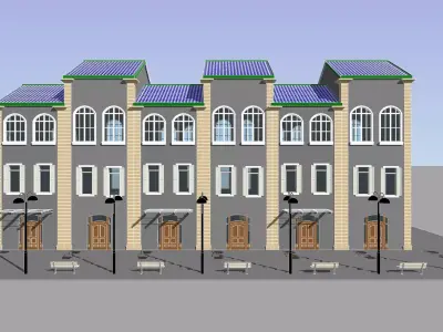 Retro row house by REVIT 3D model