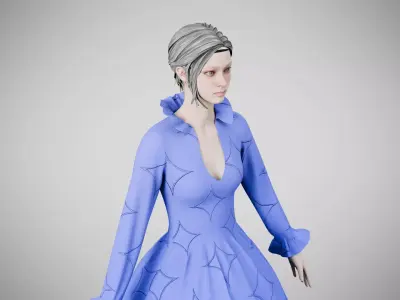 Dress 30 Very Light Blue With Design Low-poly 3D model