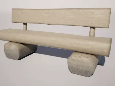 Wooden Bench Low-poly 3D model