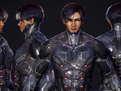 Cyberpunk Street Boy Character Low-poly 3D model