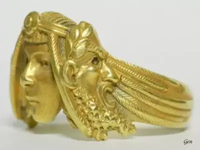 Dual Deity Gold Ring  Egyptian Greek Mythology Fusion  3D print model