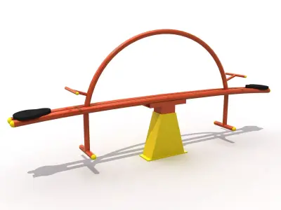 Kids Game Play Equipment 002 Metal Seesaw 3D model