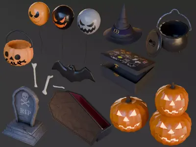 Halloween Pack Low-poly 3D model