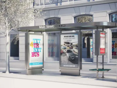 Roofed bus stop 3D model