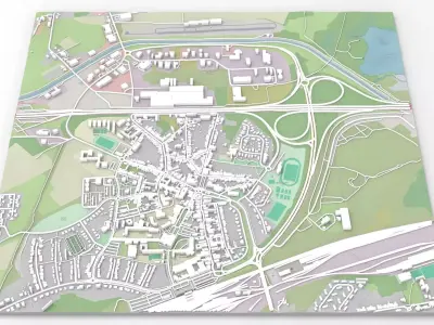 Cityscape Saint-Ghislain Wallonia Belgium 3D model