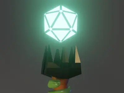 Low poly magic staff Low-poly 3D model