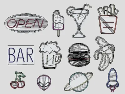 Neon Sign Pack 3 Low-poly 3D model