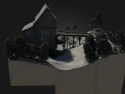 Old Watermill Scene  Tranquil Echoes of Rural Life 3D model