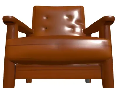 MidCentury Modern Leather Armchair Low-poly 3D model