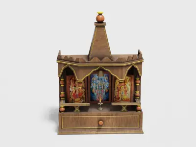 Wooden Temple Low-poly 3D model