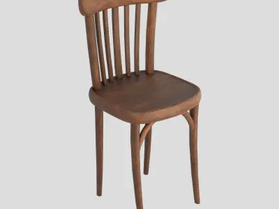 Old Vintage Chair Wooden 01A Low-poly 3D model