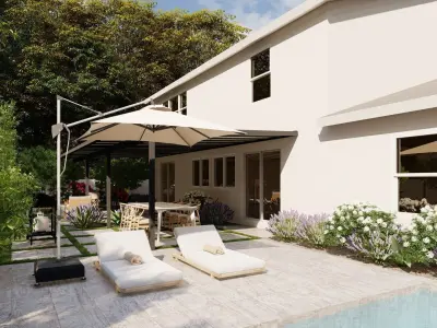 3D Exterior Scene 3D model design garden and landscape 3D model 28